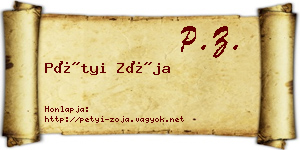 Pétyi Zója névjegykártya